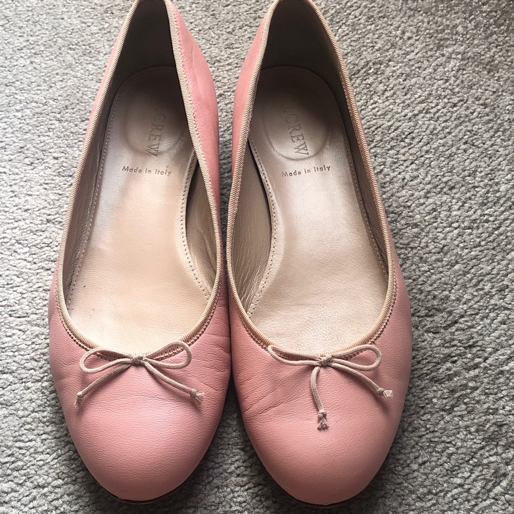 J. Crew Pink Leather Ballet Flats